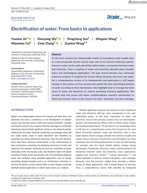 Electrification of water: From basics to applications.